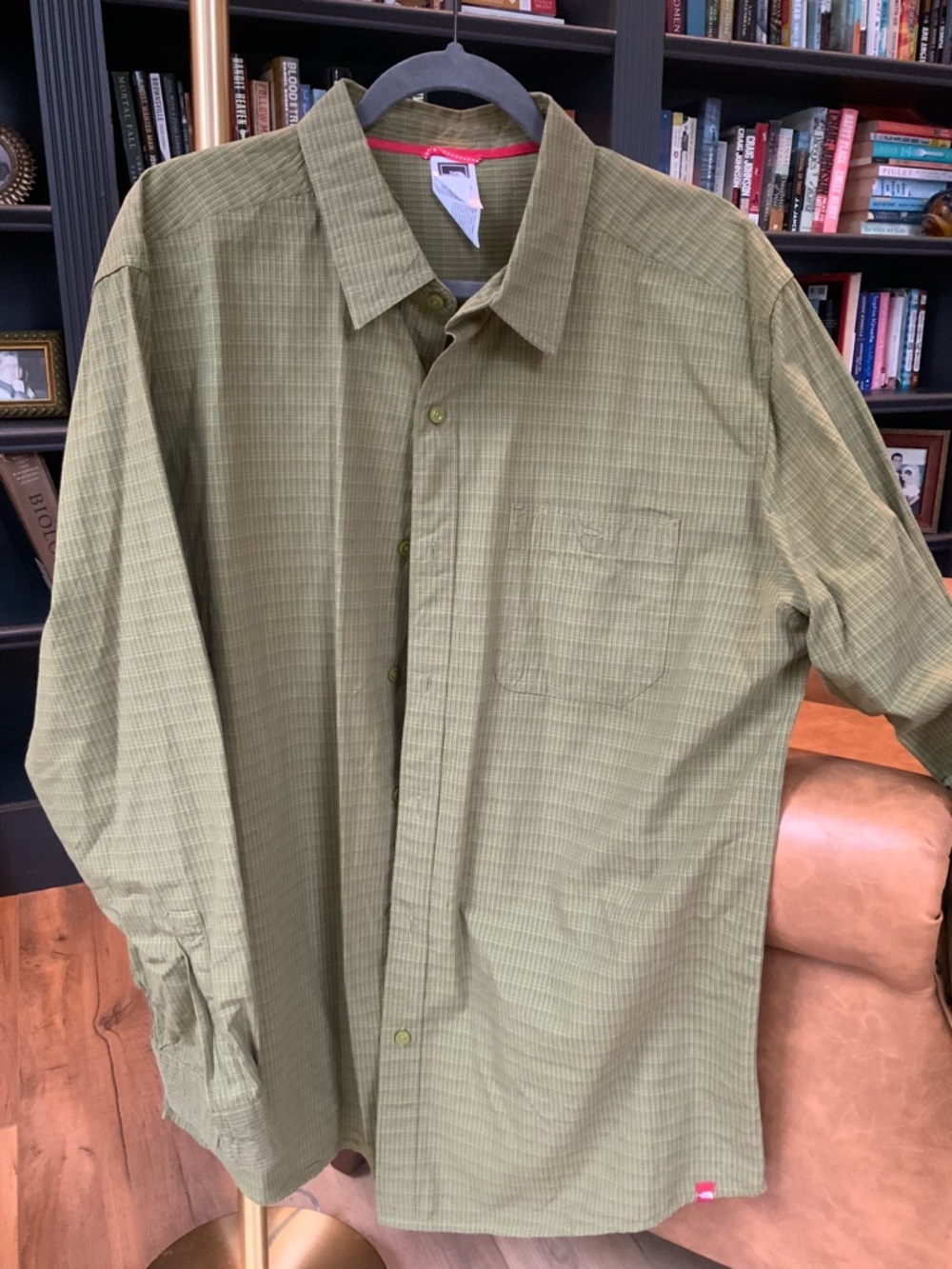 The North Face Olive Plaid Men's Long-Sleeve Button-Down Shirt